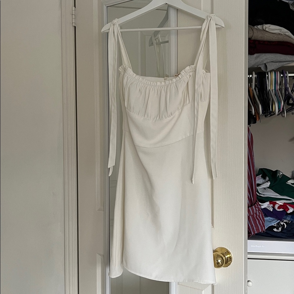 Cream Sleeveless Mini Sundress with Square Neck